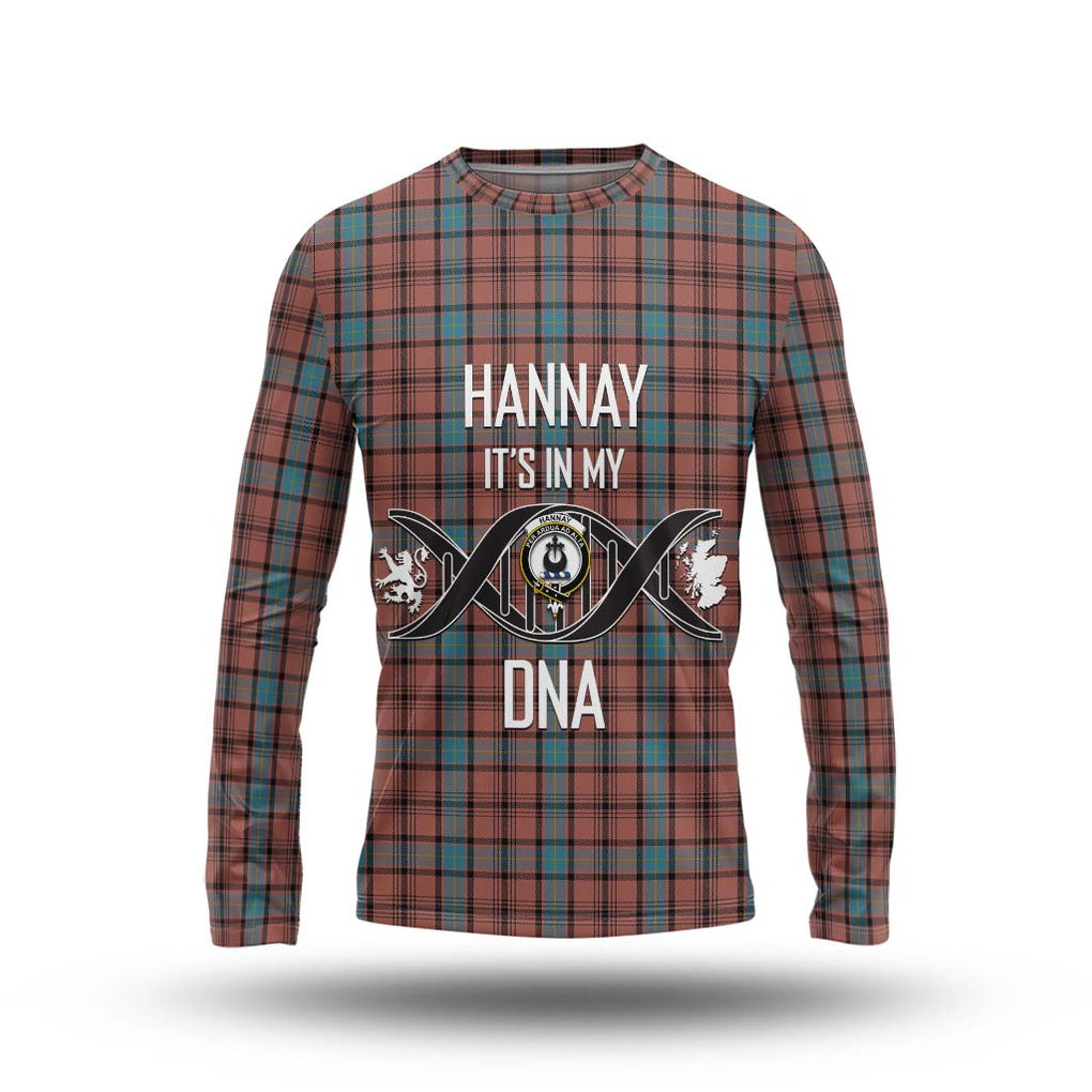 Hannay Dress Tartan Long Sleeve T-Shirt with Family Crest DNA In Me Style Unisex - Tartanvibesclothing Shop