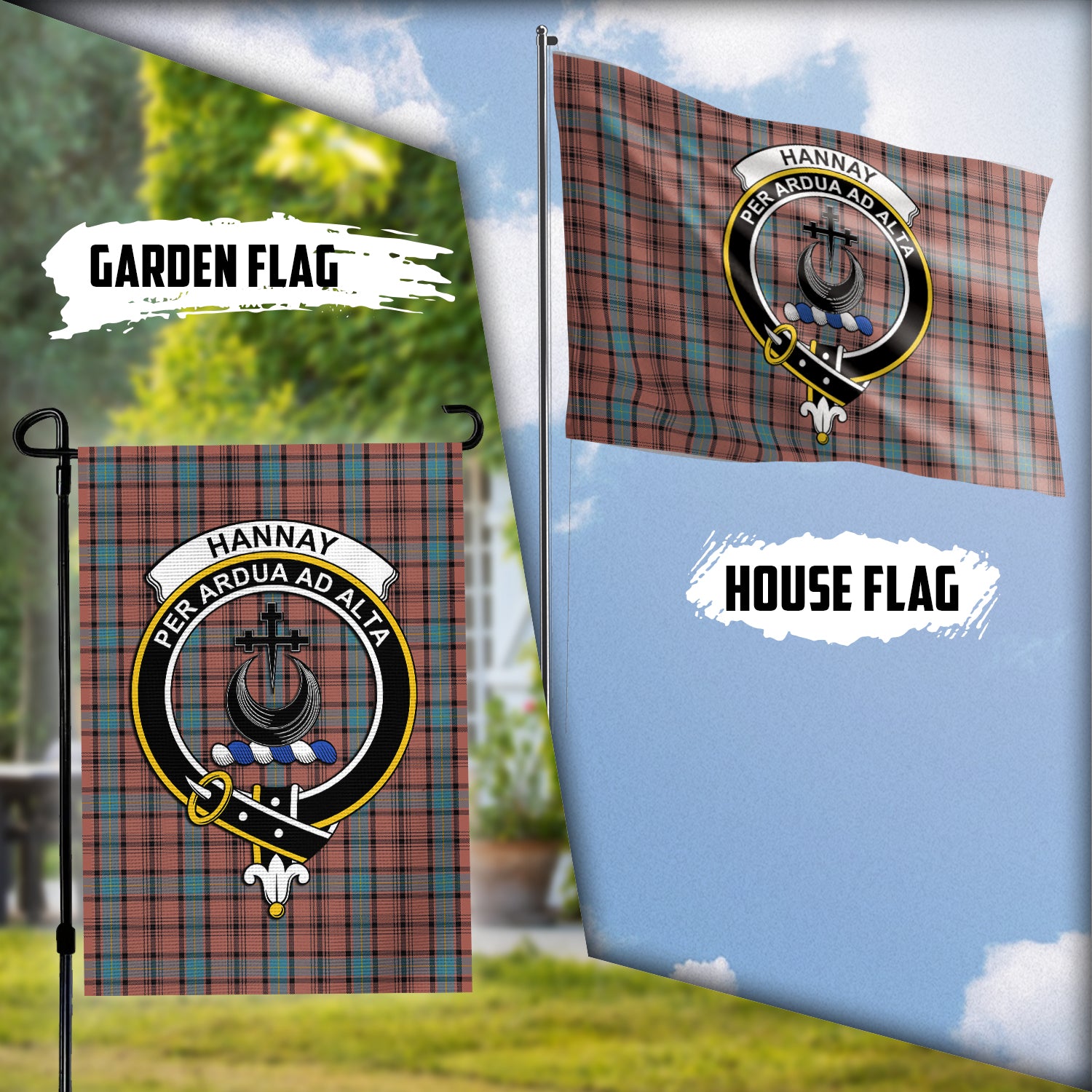 Hannay Dress Tartan Flag with Family Crest Garden Flag (Vertical) - Tartan Vibes Clothing