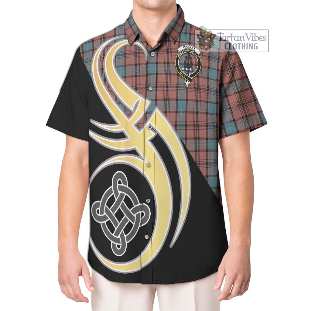 Hannay Dress Tartan Short Sleeve Button Shirt with Family Crest and Celtic Symbol Style Kid - Tartan Vibes Clothing