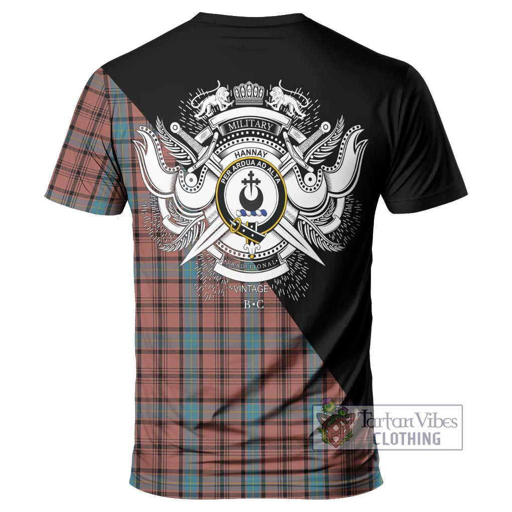 Hannay Dress Tartan T-Shirt with Family Crest and Military Logo Style - Tartanvibesclothing Shop