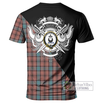 Hannay Dress Tartan T-Shirt with Family Crest and Military Logo Style