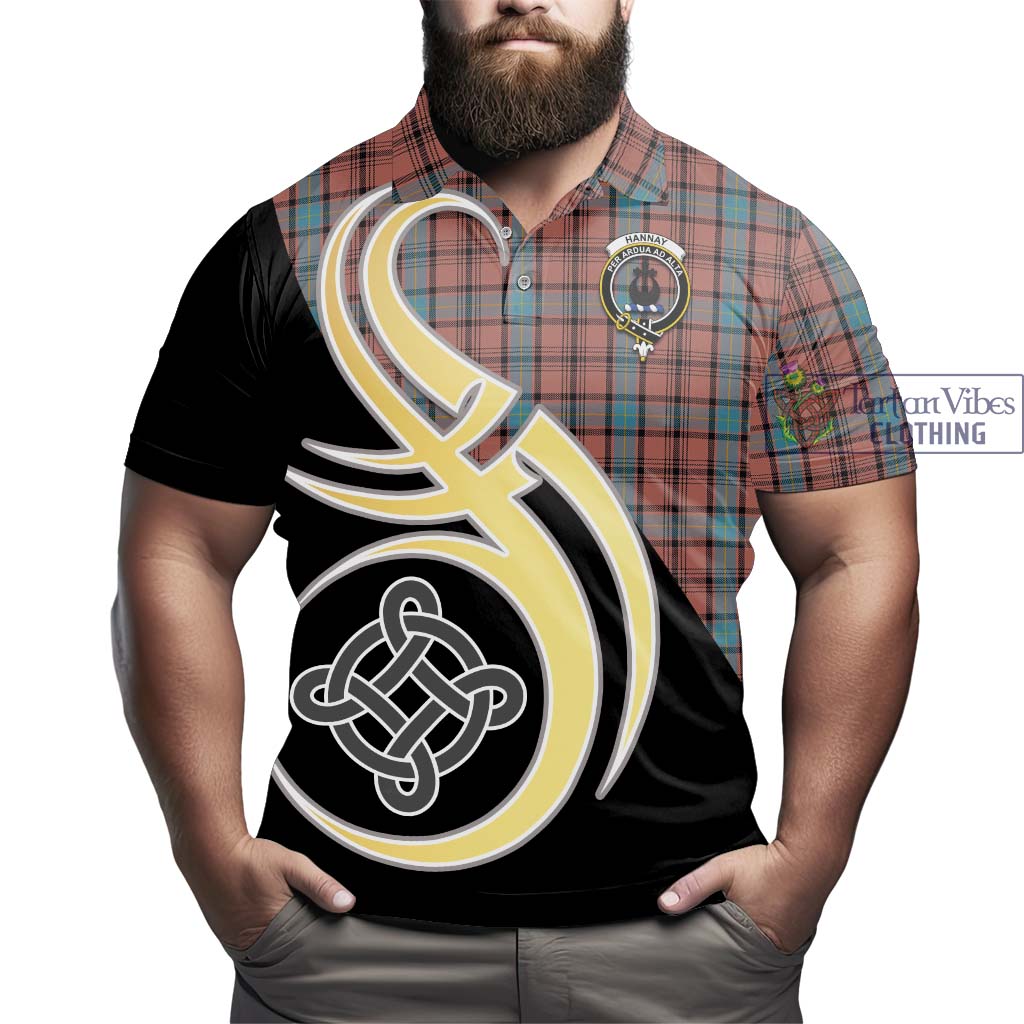 Hannay Dress Tartan Polo Shirt with Family Crest and Celtic Symbol Style - Tartan Vibes Clothing