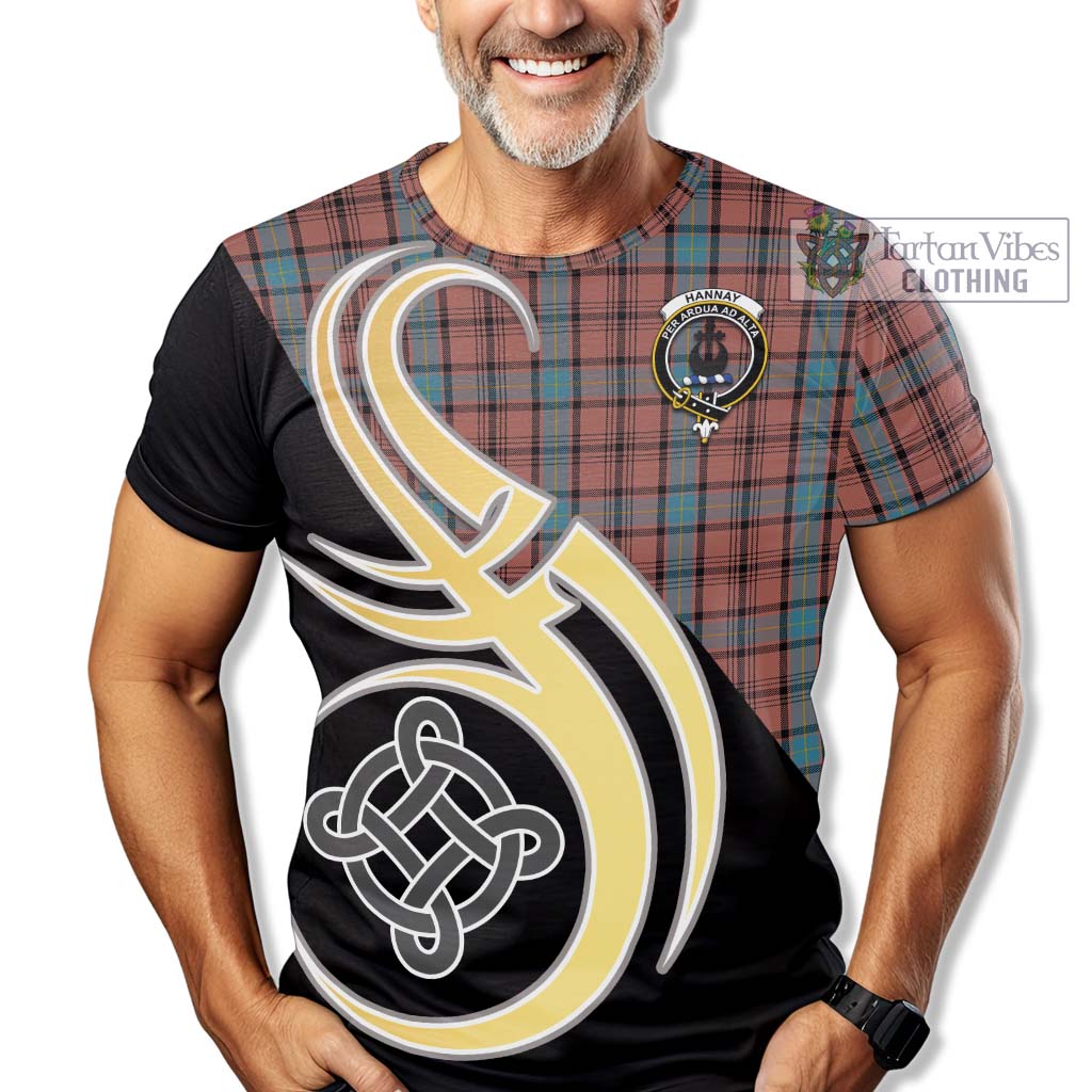 Tartan Vibes Clothing Hannay Dress Tartan T-Shirt with Family Crest and Celtic Symbol Style