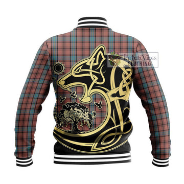 Hannay Dress Tartan Baseball Jacket with Family Crest Celtic Wolf Style