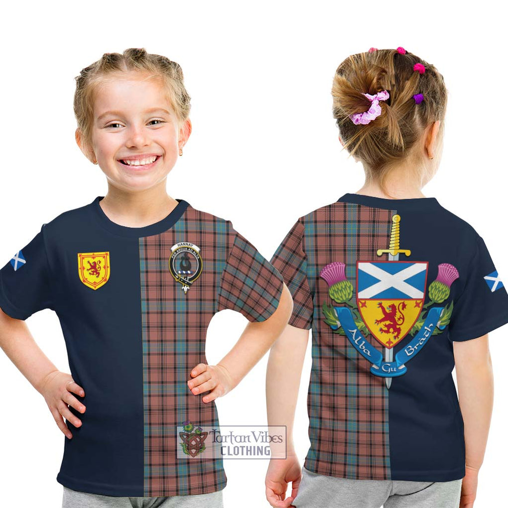 Tartan Vibes Clothing Hannay Dress Tartan Kid T-Shirt with Scottish Lion Royal Arm Half Style