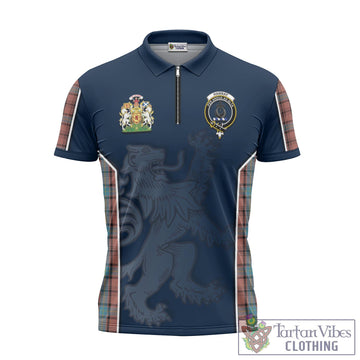 Hannay Dress Tartan Zipper Polo Shirt with Family Crest and Lion Rampant Vibes Sport Style