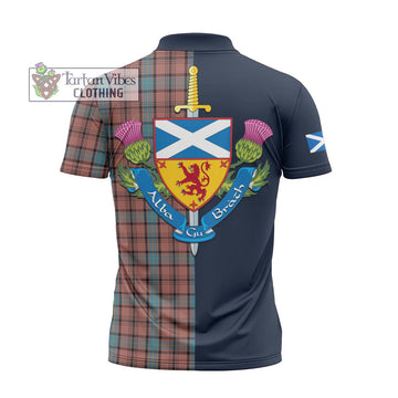 Hannay Dress Tartan Zipper Polo Shirt Alba with Scottish Lion Royal Arm Half Style