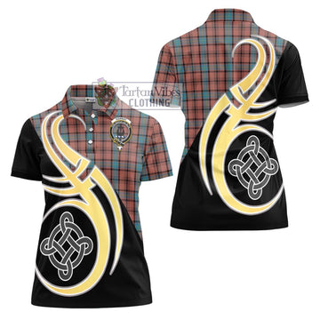 Hannay Dress Tartan Women's Polo Shirt with Family Crest and Celtic Symbol Style