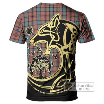 Hannay Dress Tartan T-Shirt with Family Crest Celtic Wolf Style