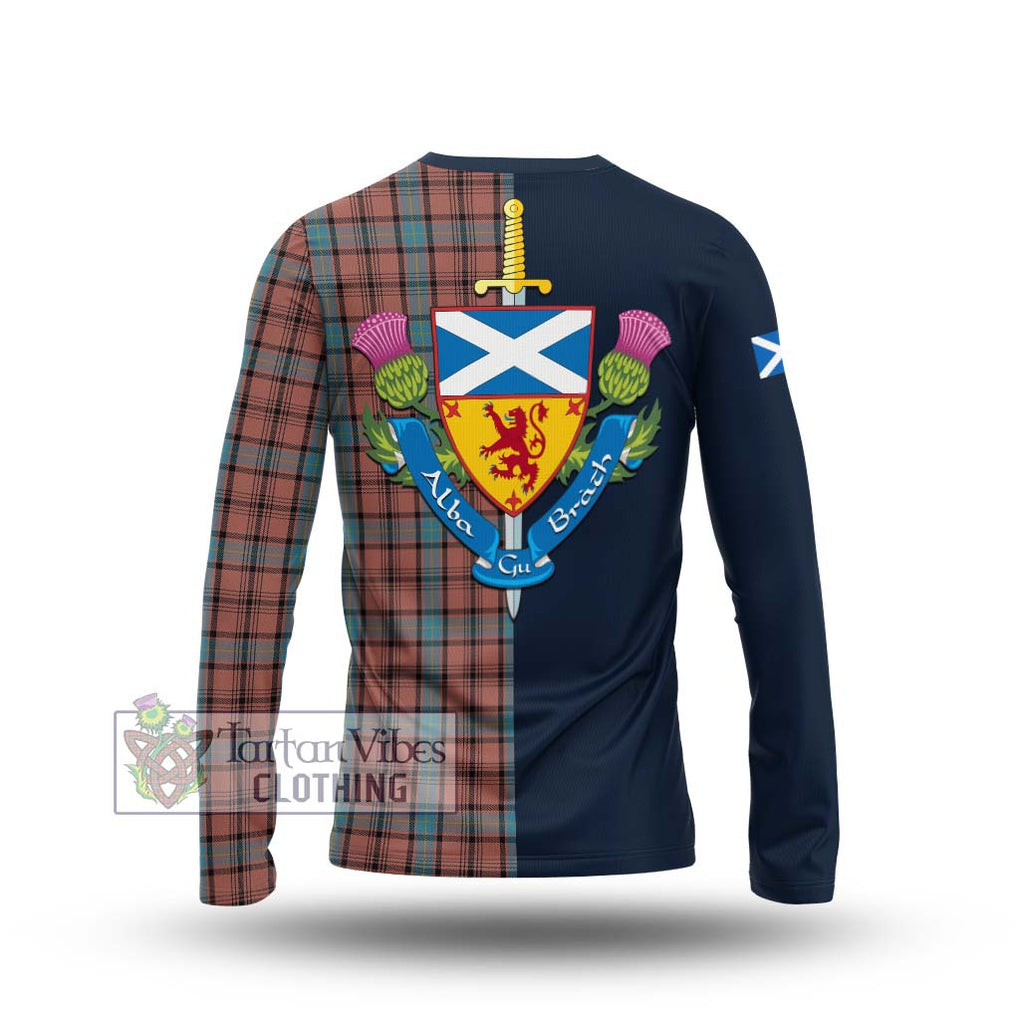 Tartan Vibes Clothing Hannay Dress Tartan Long Sleeve T-Shirt with Scottish Lion Royal Arm Half Style