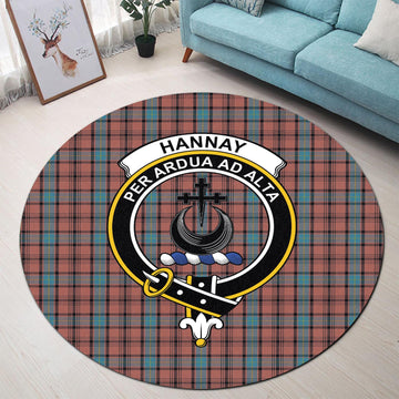 Hannay Dress Tartan Round Rug with Family Crest