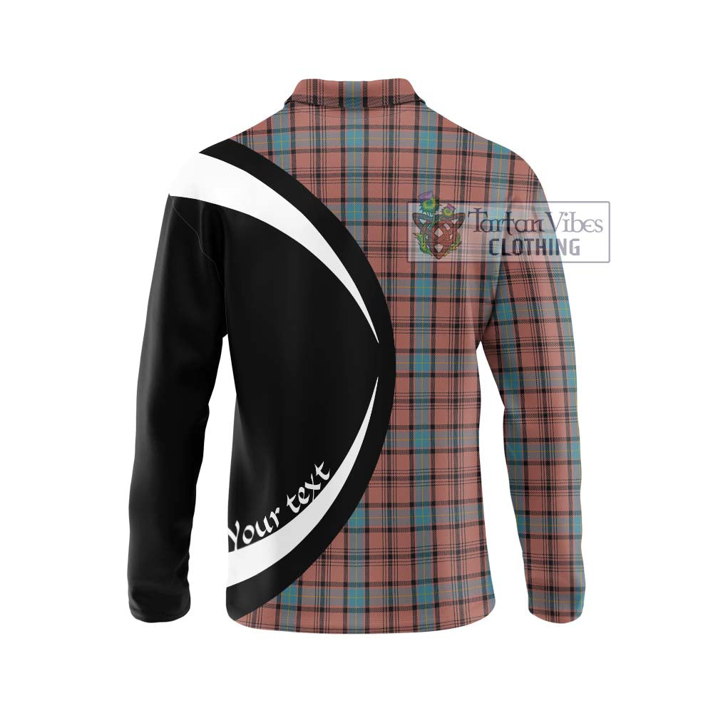 Hannay Dress Tartan Long Sleeve Polo Shirt with Family Crest Circle Style - Tartan Vibes Clothing