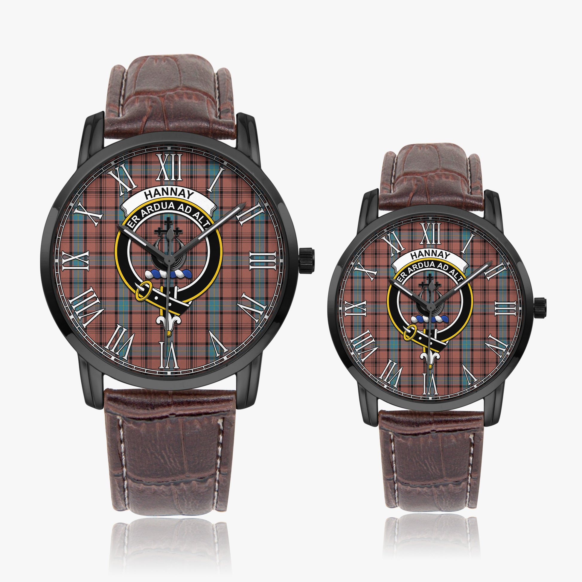 Hannay Dress Tartan Family Crest Leather Strap Quartz Watch - Tartanvibesclothing