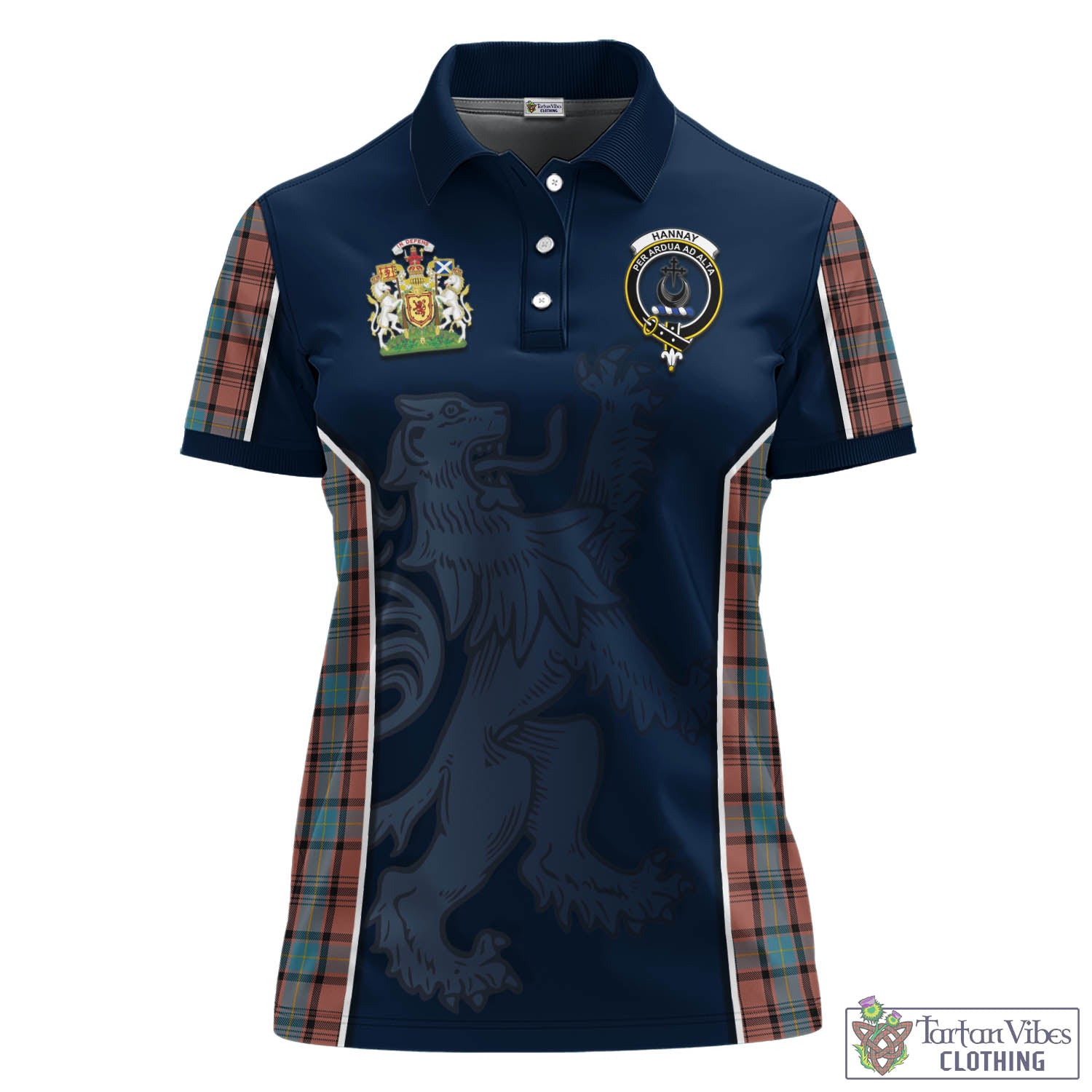 Hannay Dress Tartan Women's Polo Shirt with Family Crest and Lion Rampant Vibes Sport Style - Tartan Vibes Clothing