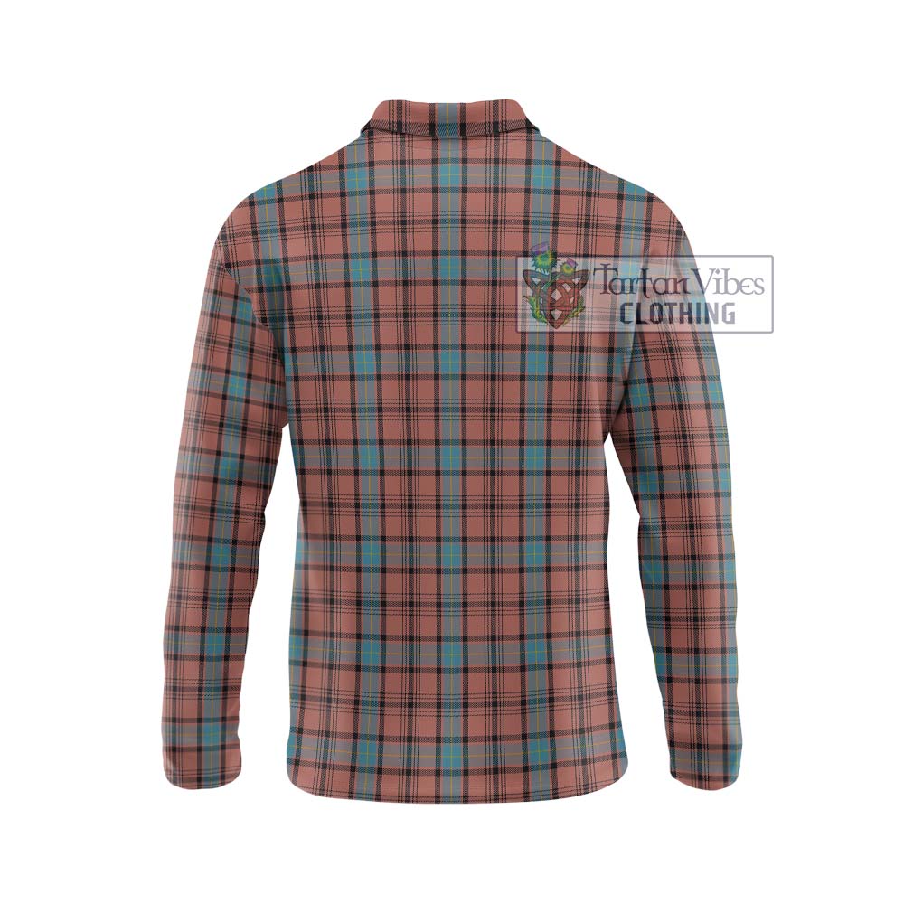 Hannay Dress Tartan Long Sleeve Polo Shirt with Family Crest DNA In Me Style - Tartanvibesclothing Shop