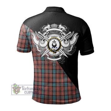 Hannay Dress Tartan Polo Shirt with Family Crest and Military Logo Style