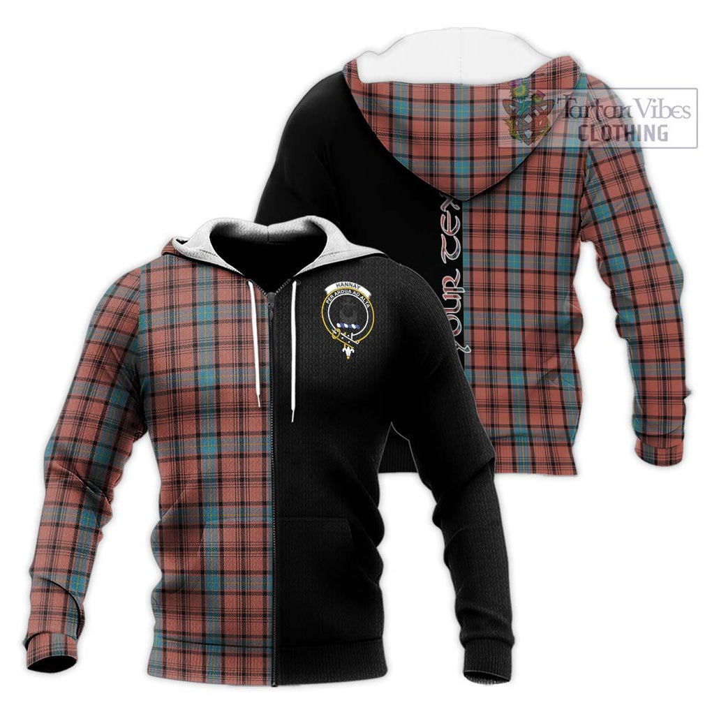 Hannay Dress Tartan Knitted Hoodie with Family Crest and Half Of Me Style Unisex Knitted Zip Hoodie - Tartanvibesclothing Shop