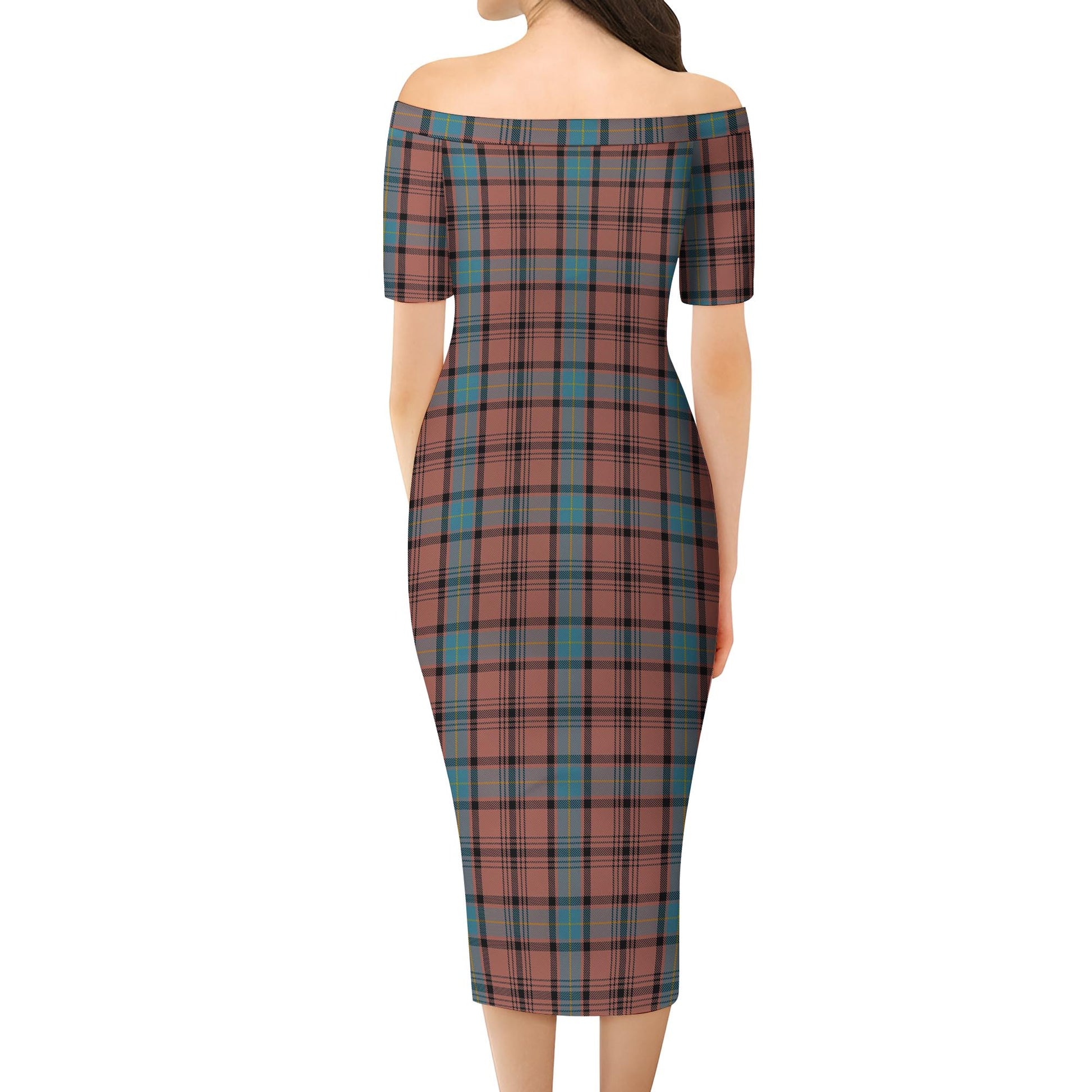 Hannay Dress Tartan Off Shoulder Lady Dress - Tartanvibesclothing