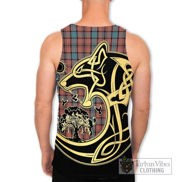 Hannay Dress Tartan Men's Tank Top with Family Crest Celtic Wolf Style