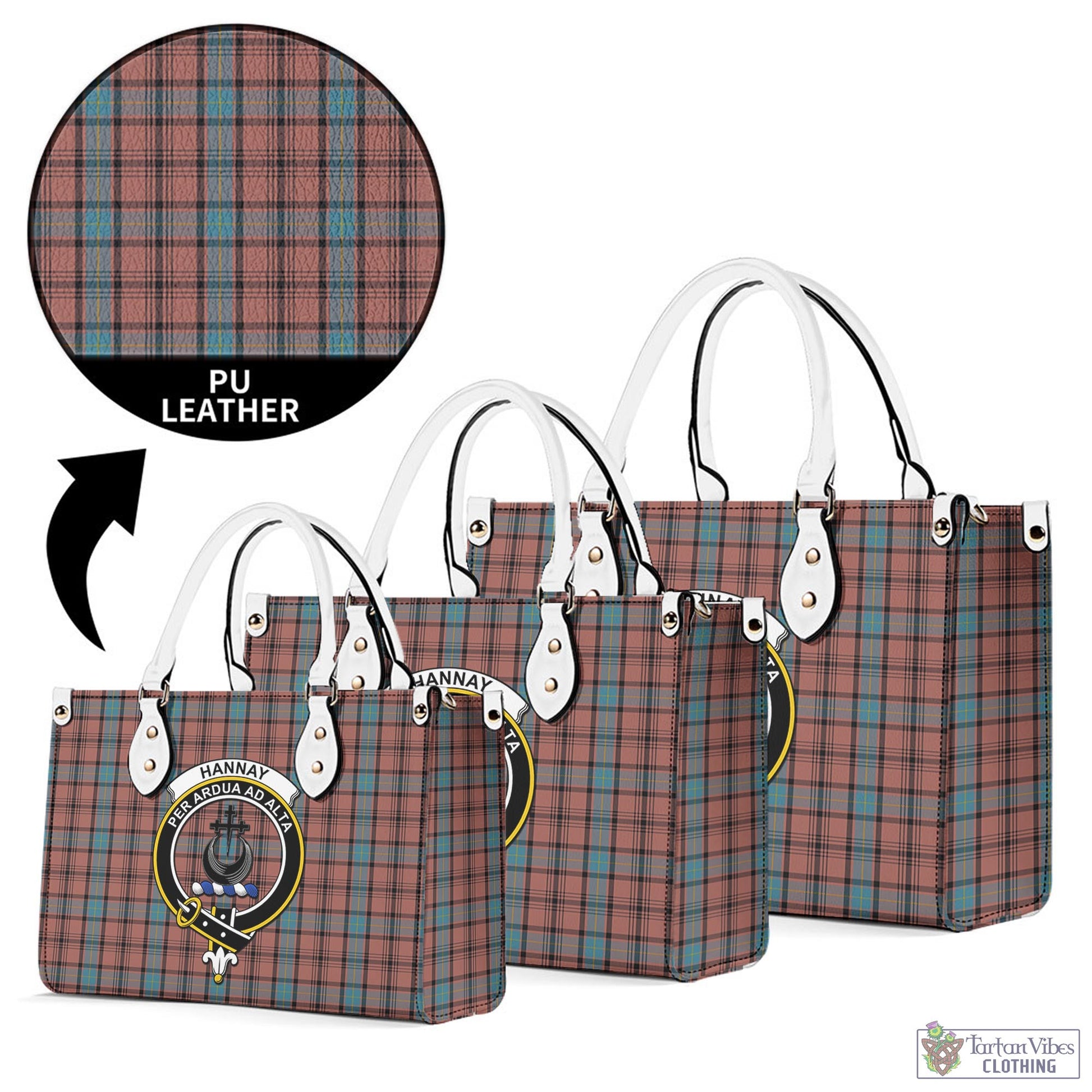 Tartan Vibes Clothing Hannay Dress Tartan Luxury Leather Handbags with Family Crest