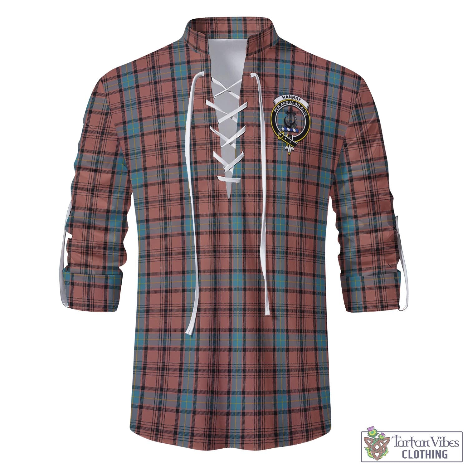 Tartan Vibes Clothing Hannay Dress Tartan Men's Scottish Traditional Jacobite Ghillie Kilt Shirt with Family Crest