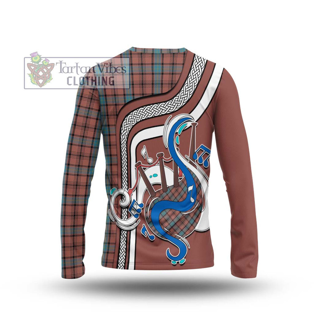 Tartan Vibes Clothing Hannay Dress Tartan Long Sleeve T-Shirt with Epic Bagpipe Style