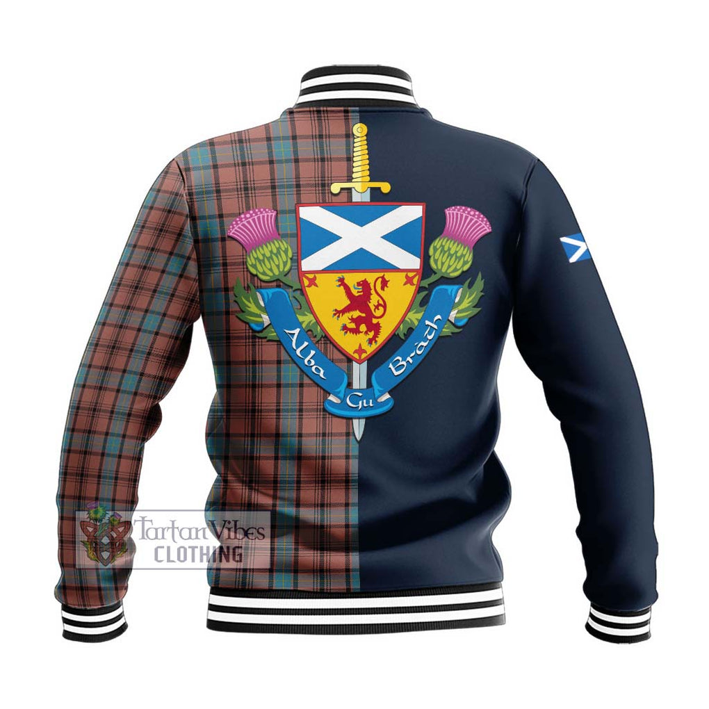 Tartan Vibes Clothing Hannay Dress Tartan Baseball Jacket with Scottish Lion Royal Arm Half Style