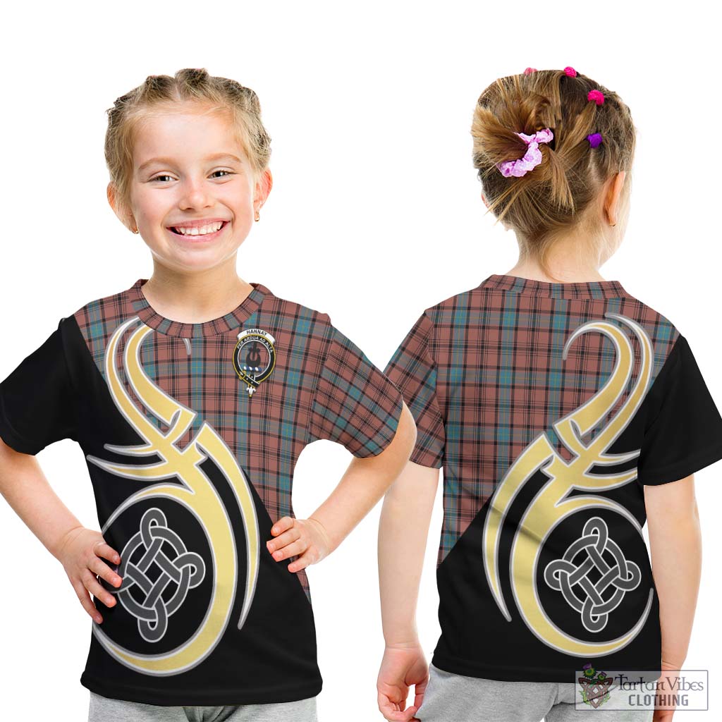 Hannay Dress Tartan Kid T-Shirt with Family Crest and Celtic Symbol Style - Tartan Vibes Clothing