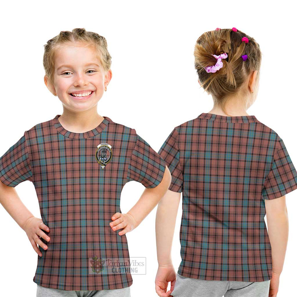 Hannay Dress Tartan Kid T-Shirt with Family Crest - Tartanvibesclothing Shop