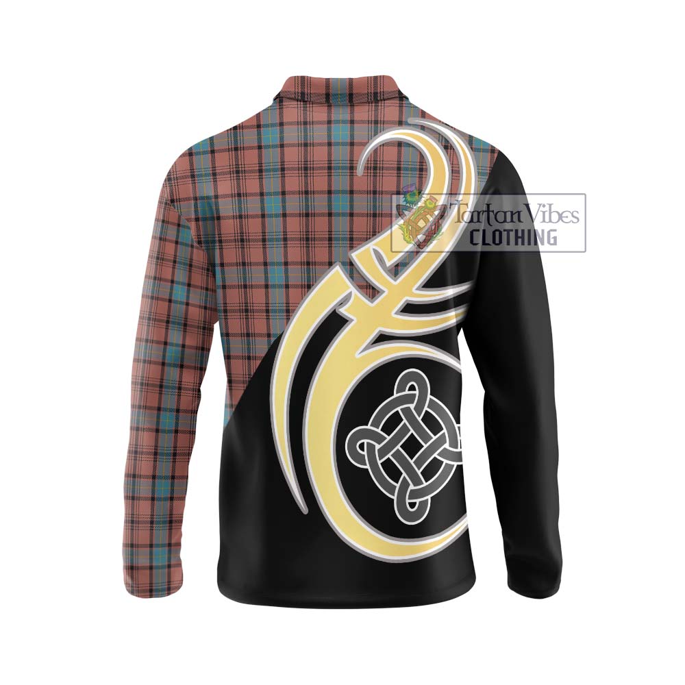 Hannay Dress Tartan Long Sleeve Polo Shirt with Family Crest and Celtic Symbol Style - Tartan Vibes Clothing