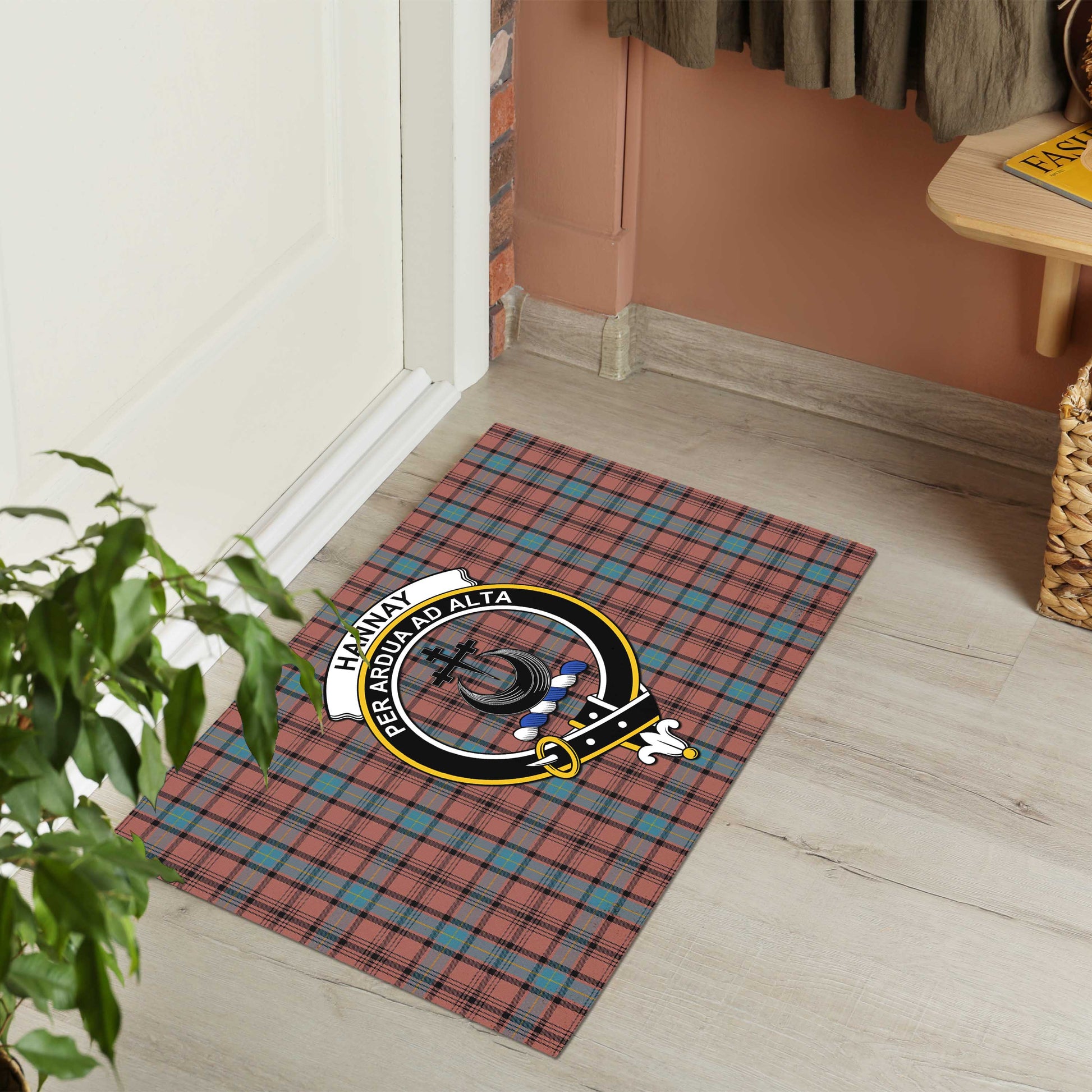 Hannay Dress Tartan Door Mat with Family Crest - Tartanvibesclothing