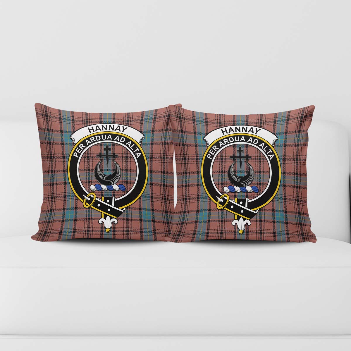 Hannay Dress Tartan Pillow Cover with Family Crest - Tartanvibesclothing