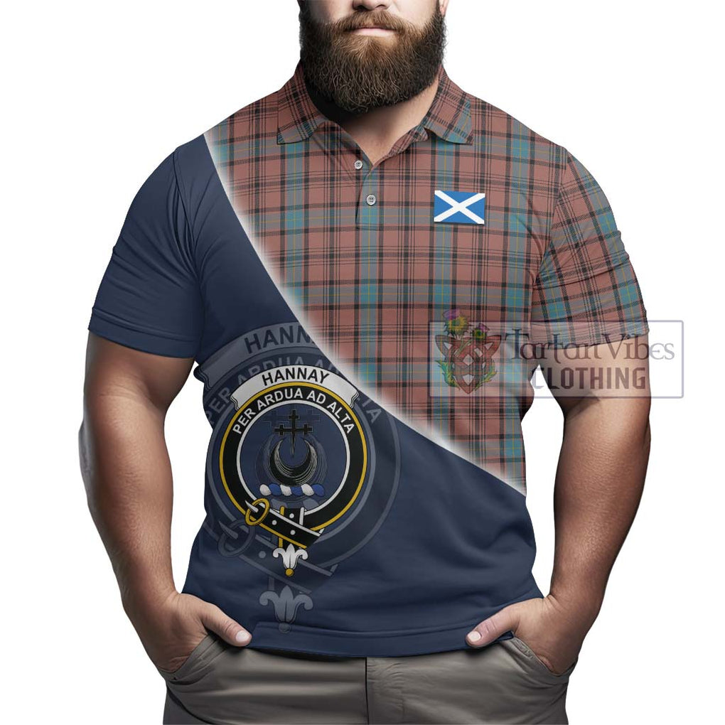 Hannay Dress Tartan Polo Shirt with Personalised National Flag and Family Crest Half Style - Tartanvibesclothing Shop