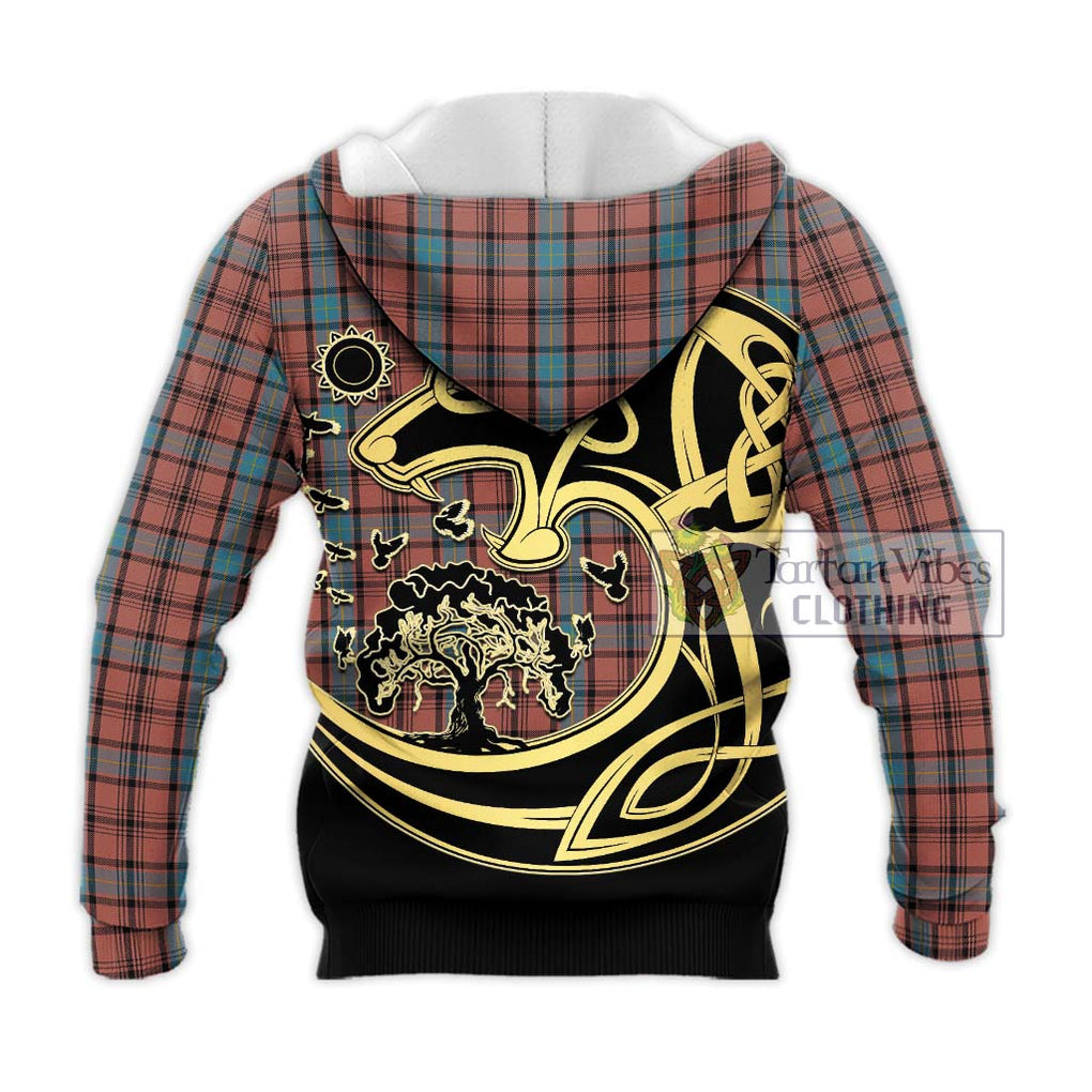 Hannay Dress Tartan Knitted Hoodie with Family Crest Celtic Wolf Style - Tartan Vibes Clothing