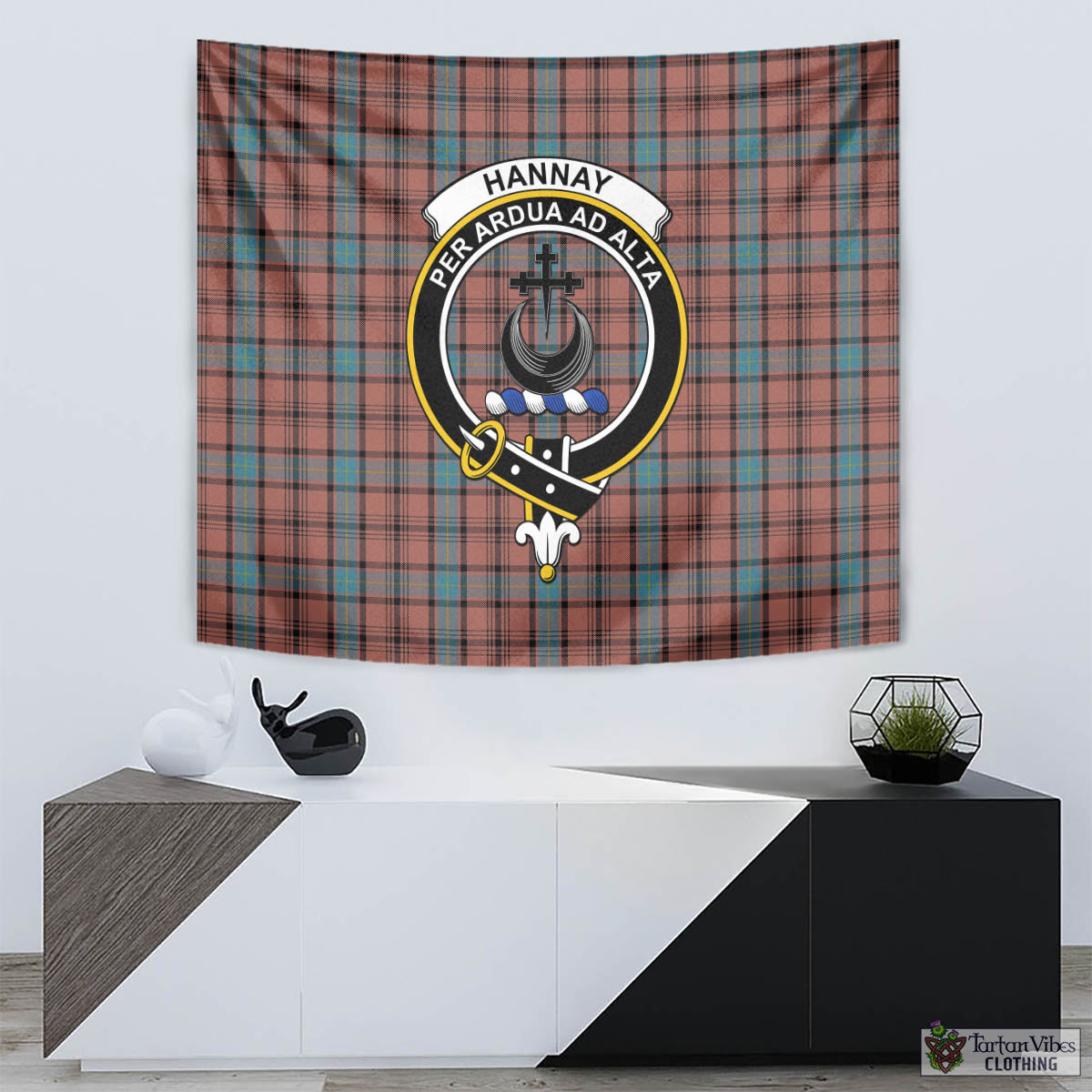 Tartan Vibes Clothing Hannay Dress Tartan Tapestry Wall Hanging and Home Decor for Room with Family Crest