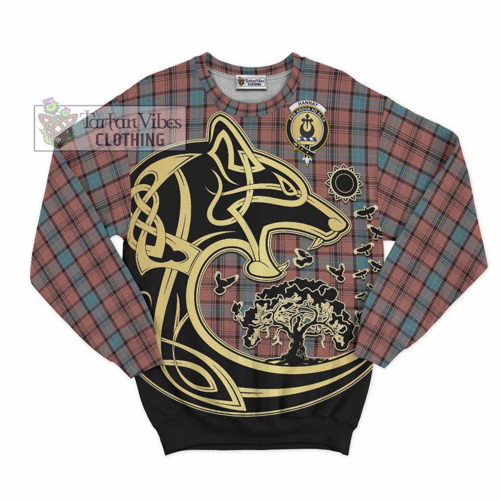 Hannay Dress Tartan Sweatshirt with Family Crest Celtic Wolf Style - Tartan Vibes Clothing