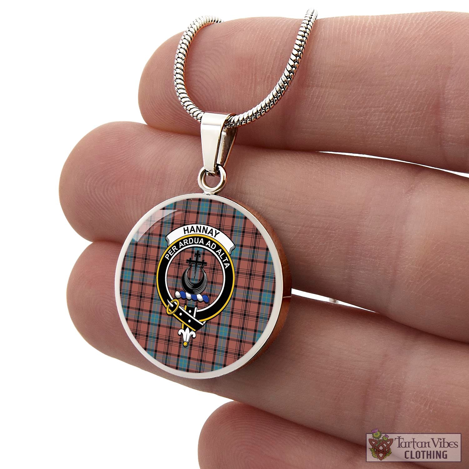 Tartan Vibes Clothing Hannay Dress Tartan Circle Necklace with Family Crest