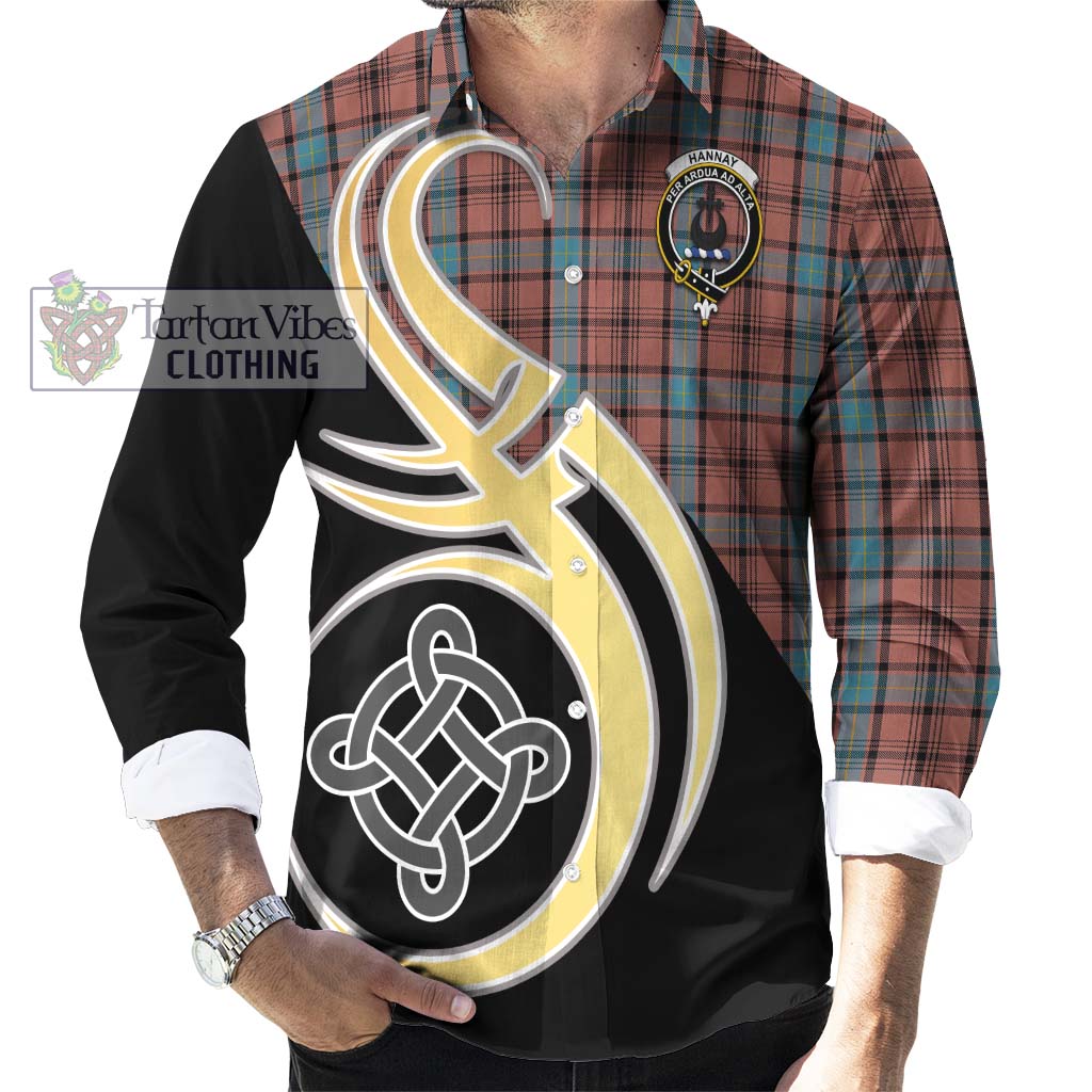 Hannay Dress Tartan Long Sleeve Button Shirt with Family Crest and Celtic Symbol Style - Tartan Vibes Clothing