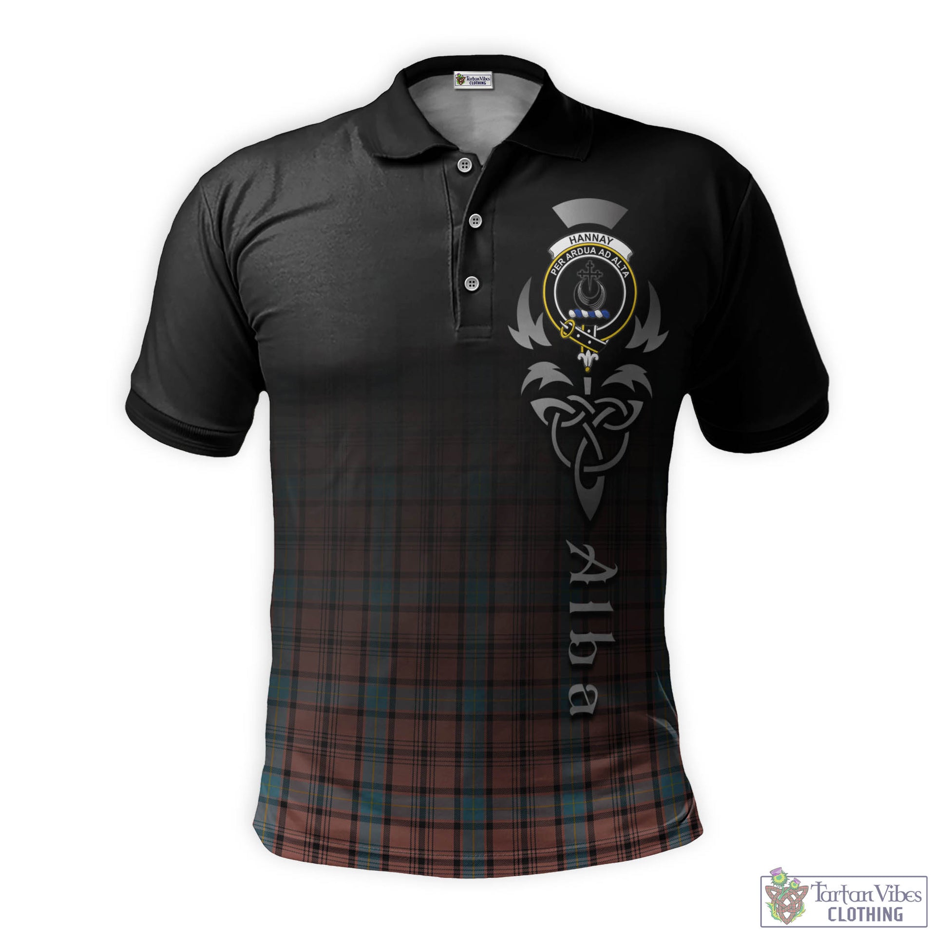 Tartan Vibes Clothing Hannay Dress Tartan Polo Shirt Featuring Alba Gu Brath Family Crest Celtic Inspired