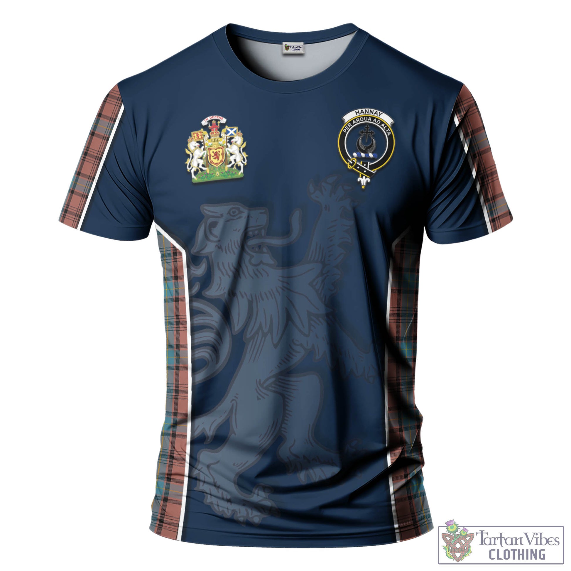 Tartan Vibes Clothing Hannay Dress Tartan T-Shirt with Family Crest and Lion Rampant Vibes Sport Style