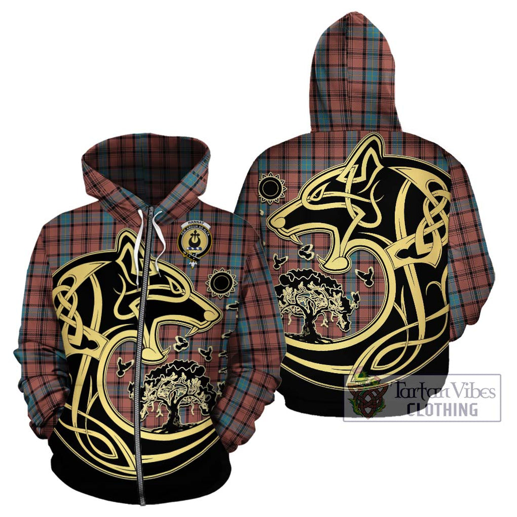 Hannay Dress Tartan Hoodie with Family Crest Celtic Wolf Style - Tartan Vibes Clothing