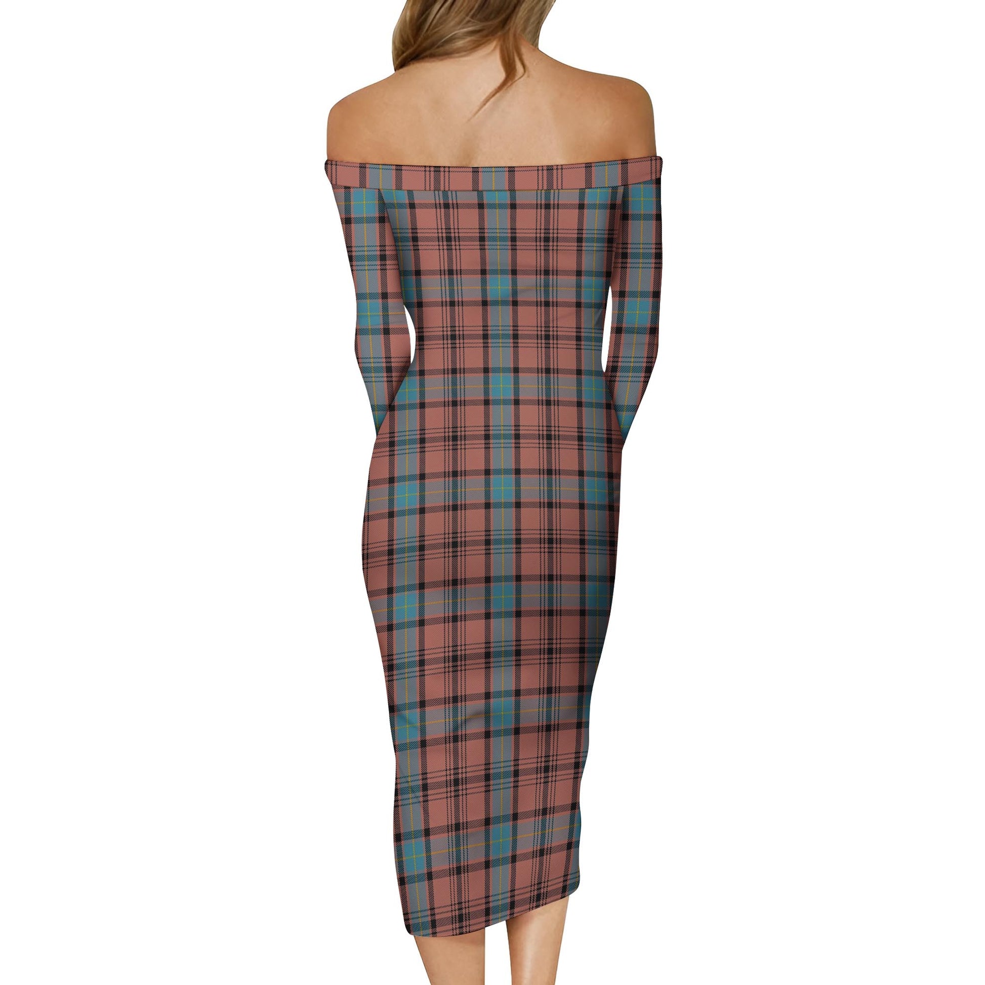 Hannay Dress Tartan Off Shoulder Lady Dress - Tartanvibesclothing