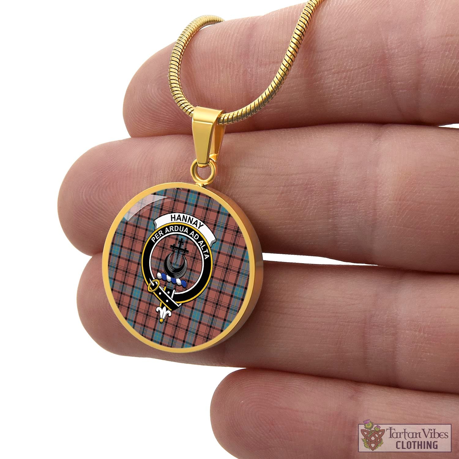 Tartan Vibes Clothing Hannay Dress Tartan Circle Necklace with Family Crest