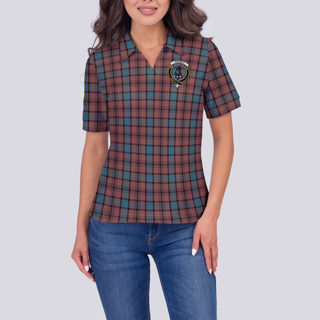 Hannay Dress Tartan Polo Shirt with Family Crest For Women - Tartan Vibes Clothing