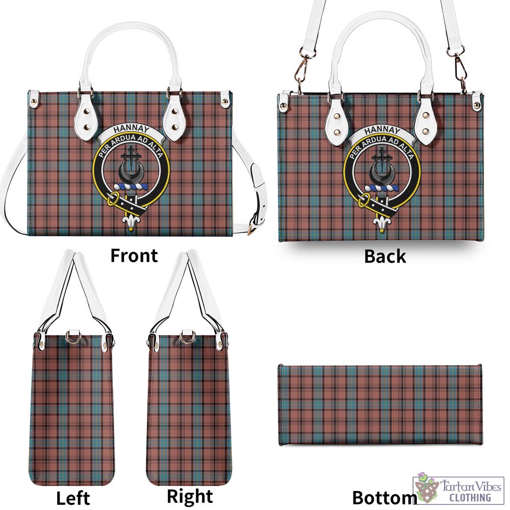 Tartan Vibes Clothing Hannay Dress Tartan Luxury Leather Handbags with Family Crest