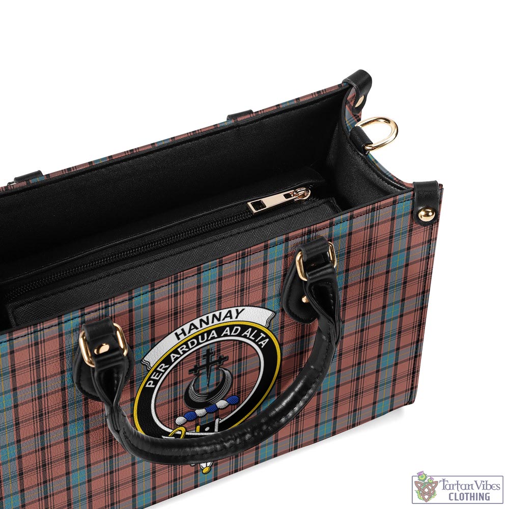 Tartan Vibes Clothing Hannay Dress Tartan Luxury Leather Handbags with Family Crest