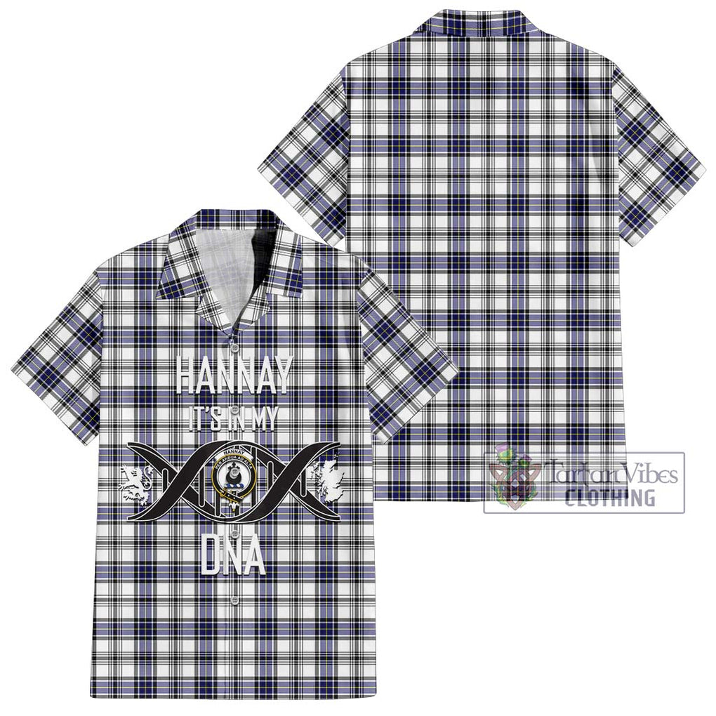 Hannay Tartan Short Sleeve Button Shirt with Family Crest DNA In Me Style Kid - Tartanvibesclothing Shop