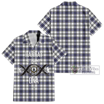 Hannay Tartan Short Sleeve Button Shirt with Family Crest DNA In Me Style