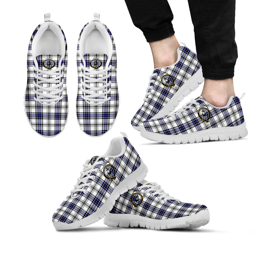 Hannay Tartan Sneakers with Family Crest Kid's Sneakers - Tartan Vibes Clothing