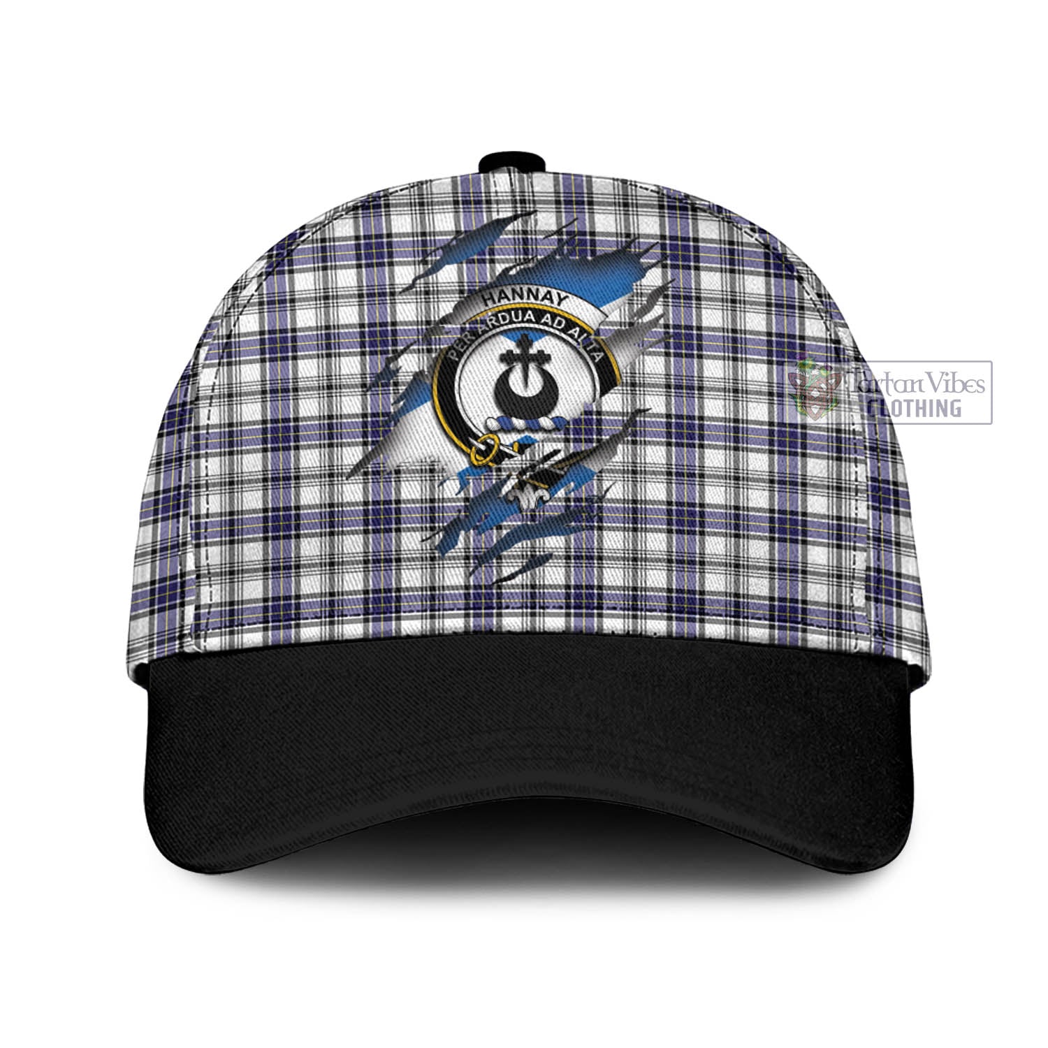 Tartan Vibes Clothing Hannay Modern Tartan Classic Cap with Family Crest In Me Style